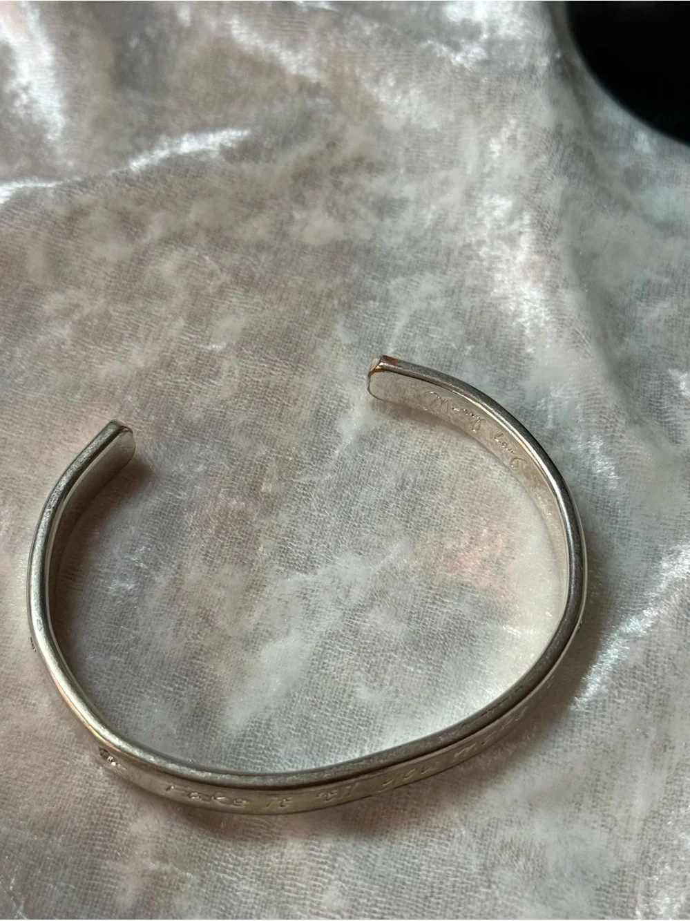 Silver Tone Inspirational 2 Bangle Bracelet Set Fake It Til You Make It &Friends